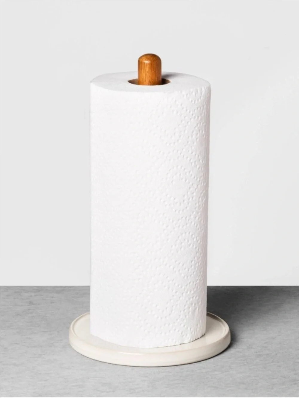 Stoneware & Wood Paper Towel Holder Cream/Brown - Hearth & Hand Magnolia, Target